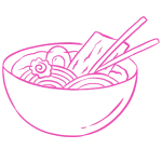 Pink Ramen Bowl Icon Art